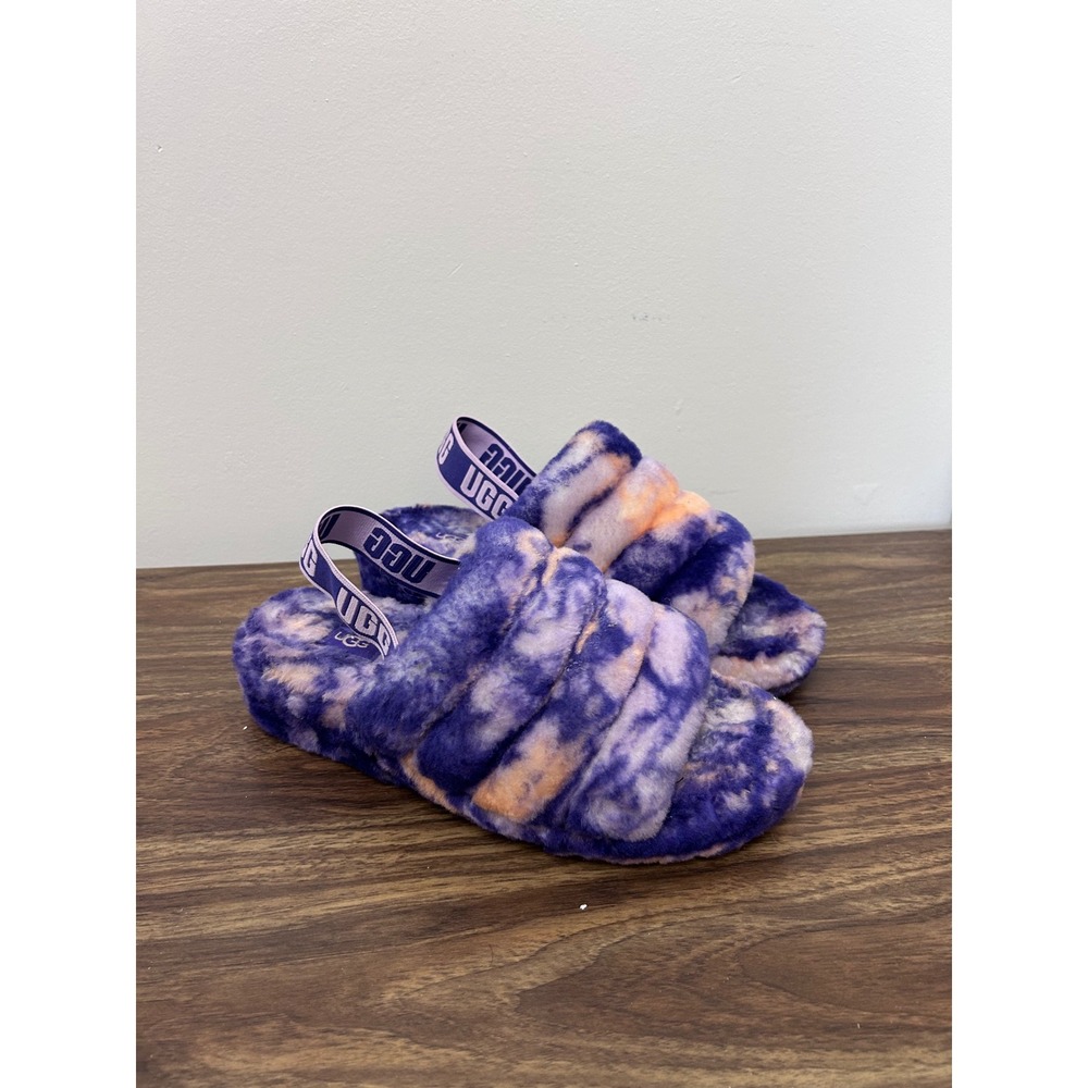 UGG Fluff Yeah Slide Violet Night Marble Tie Dye Slippers 1122554 Womens 8